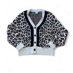 CAbi Leopard Print Cardigan Knit Sweater